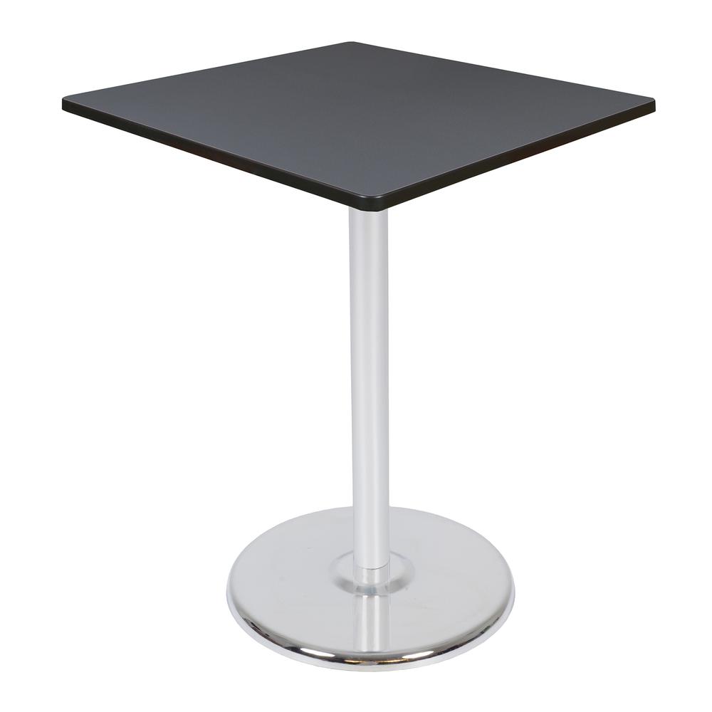 Via Cafe High 36" Square Platter Base Table- Grey/Chrome. Picture 1