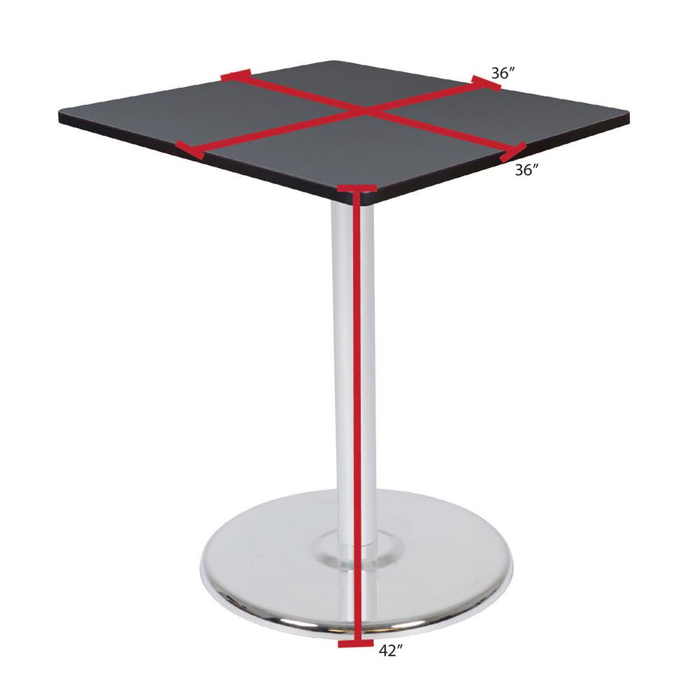 Via Cafe High 36" Square Platter Base Table- Grey/Chrome. Picture 4