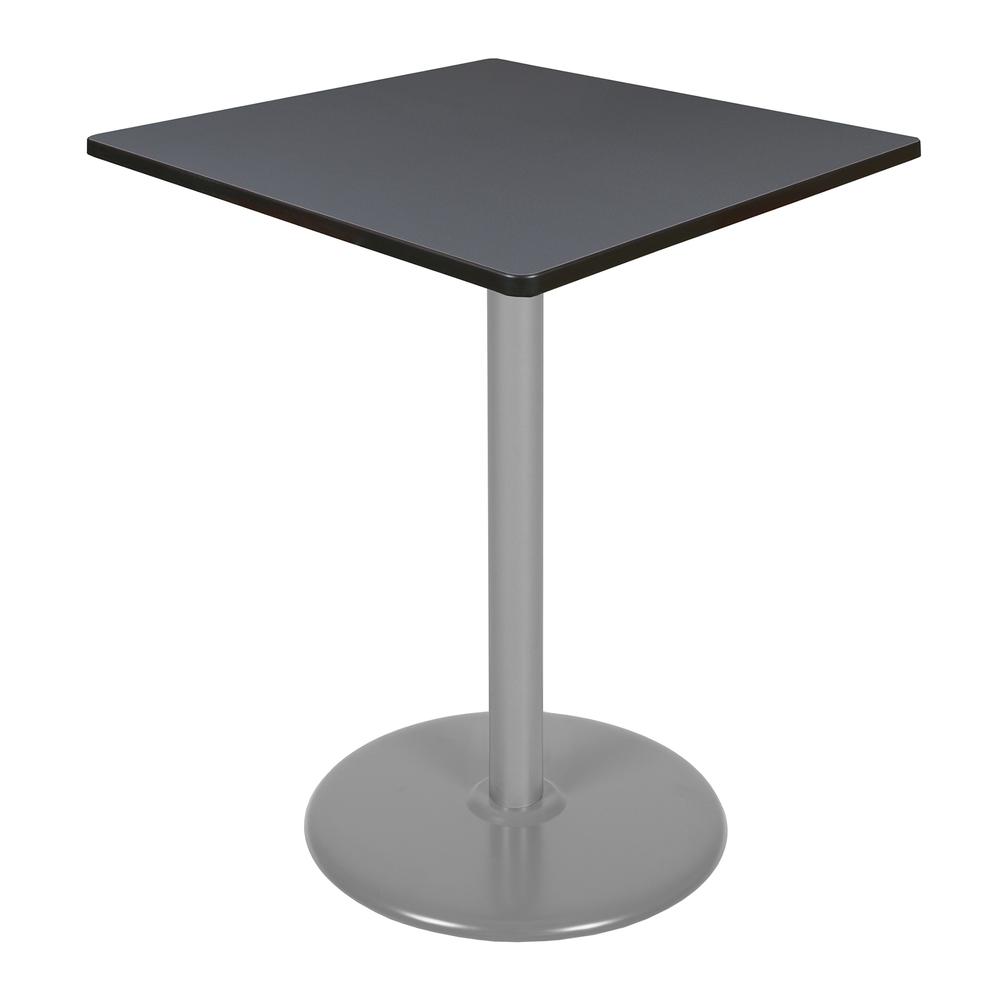 Via Cafe High 36" Square Platter Base Table- Grey/Grey. Picture 1