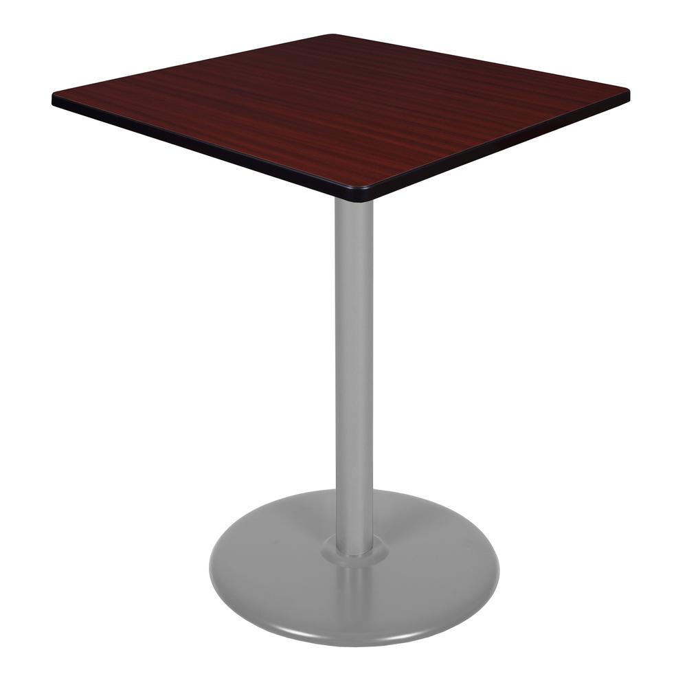 Via Cafe High 36" Square Platter Base Table- Mahogany/Grey. Picture 1