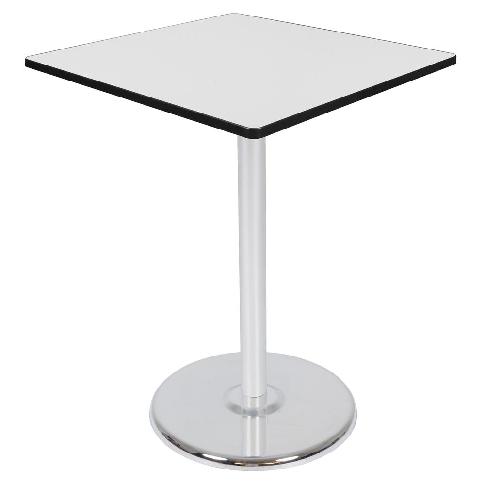 Via Cafe High 36" Square Platter Base Table- White/Chrome. Picture 1