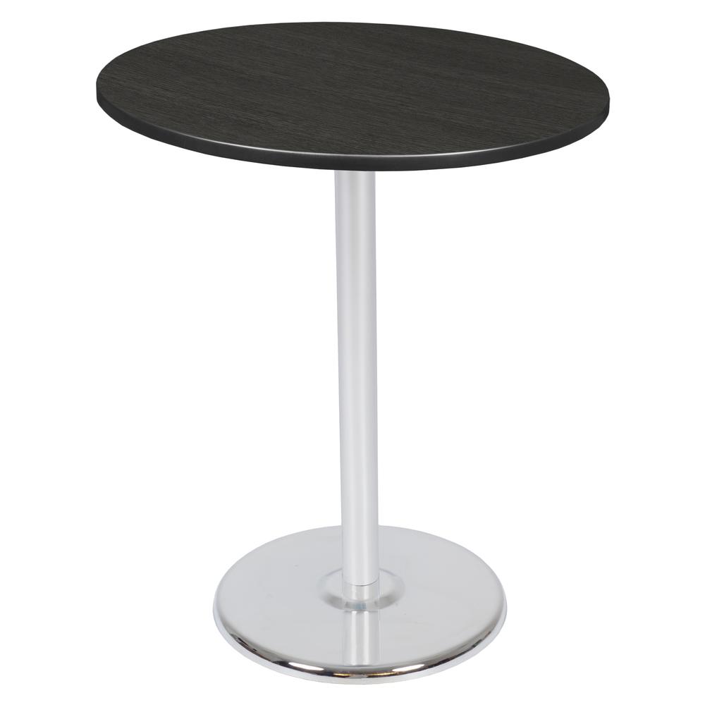 Via Cafe High 36" Round Platter Base Table- Ash Grey/Chrome. Picture 1