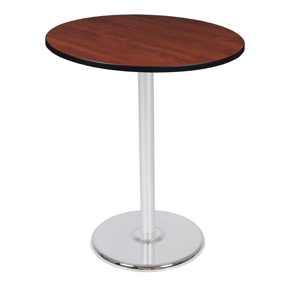 Via Cafe High 36" Round Platter Base Table- Cherry/Chrome. Picture 1