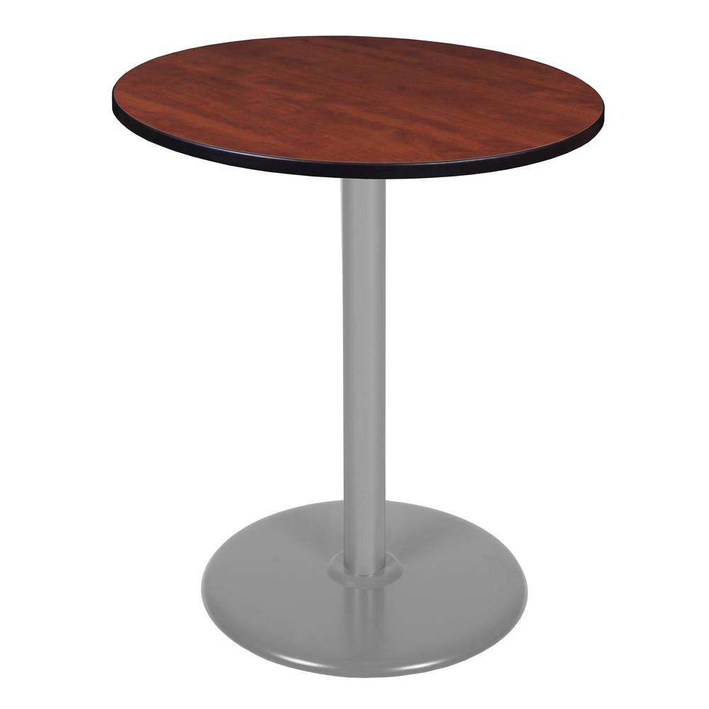 Via Cafe High 36" Round Platter Base Table- Cherry/Grey. Picture 1