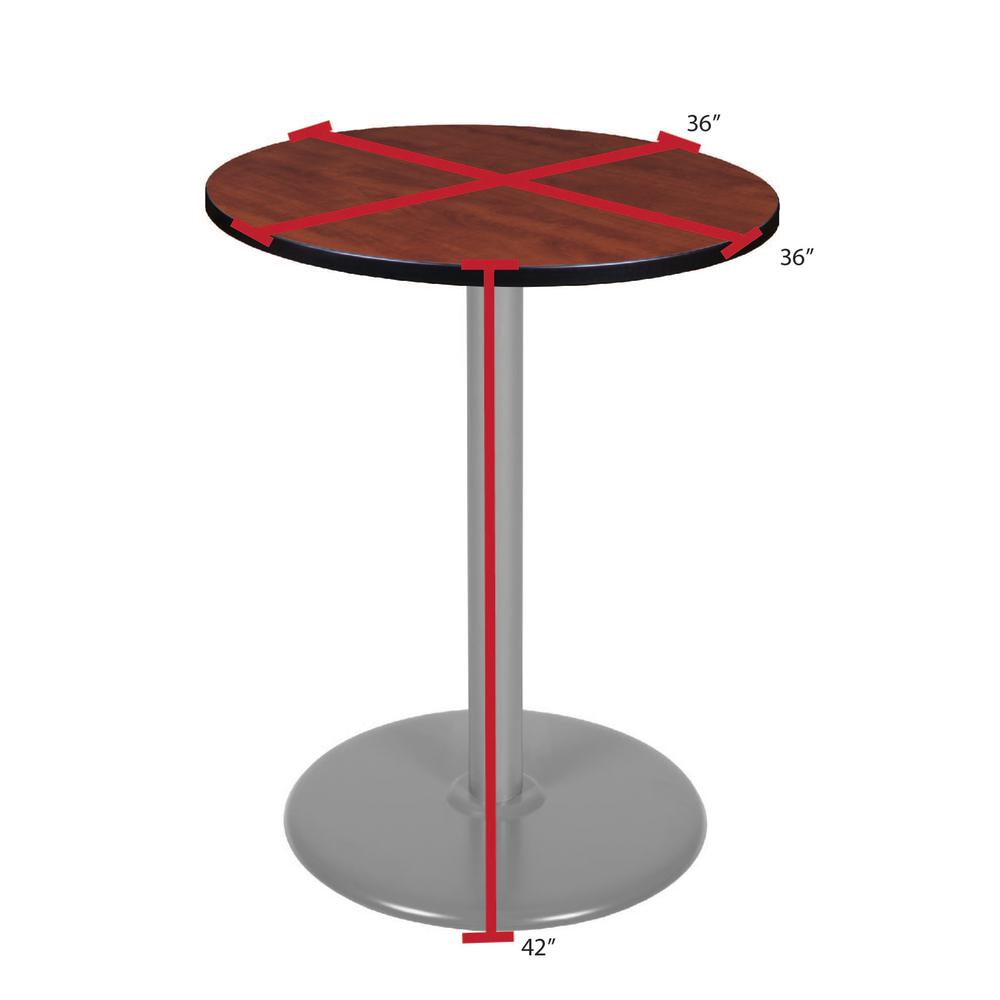 Via Cafe High 36" Round Platter Base Table- Cherry/Grey. Picture 2