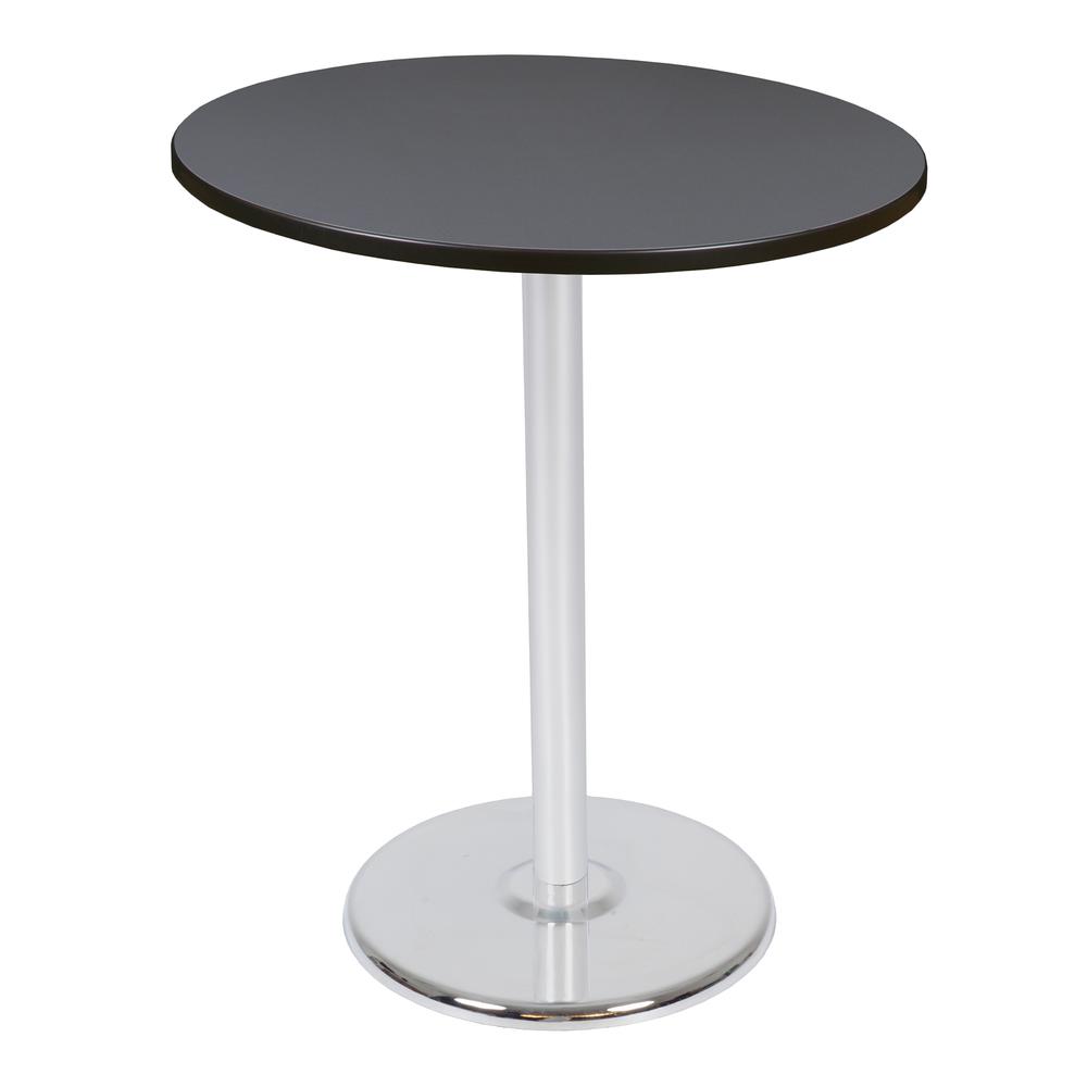 Via Cafe High 36" Round Platter Base Table- Grey/Chrome. Picture 1