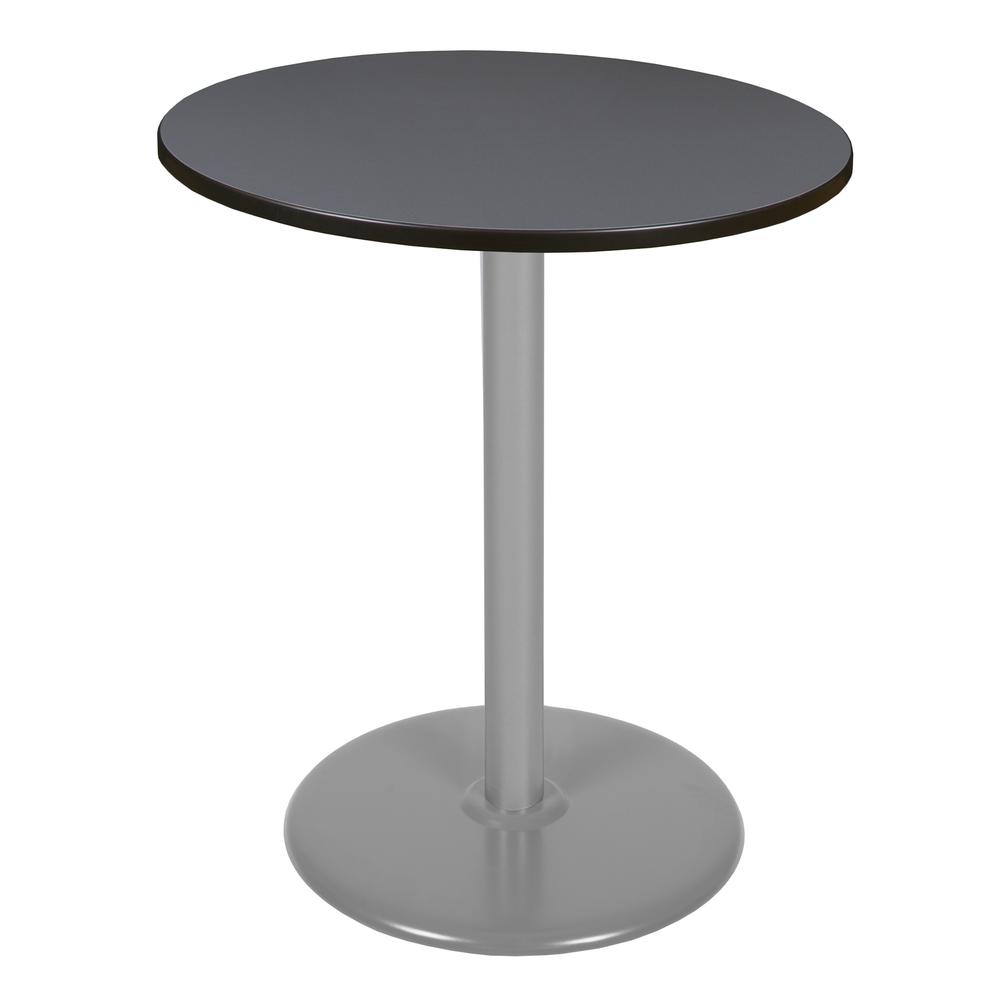 Via Cafe High 36" Round Platter Base Table- Grey/Grey. Picture 1