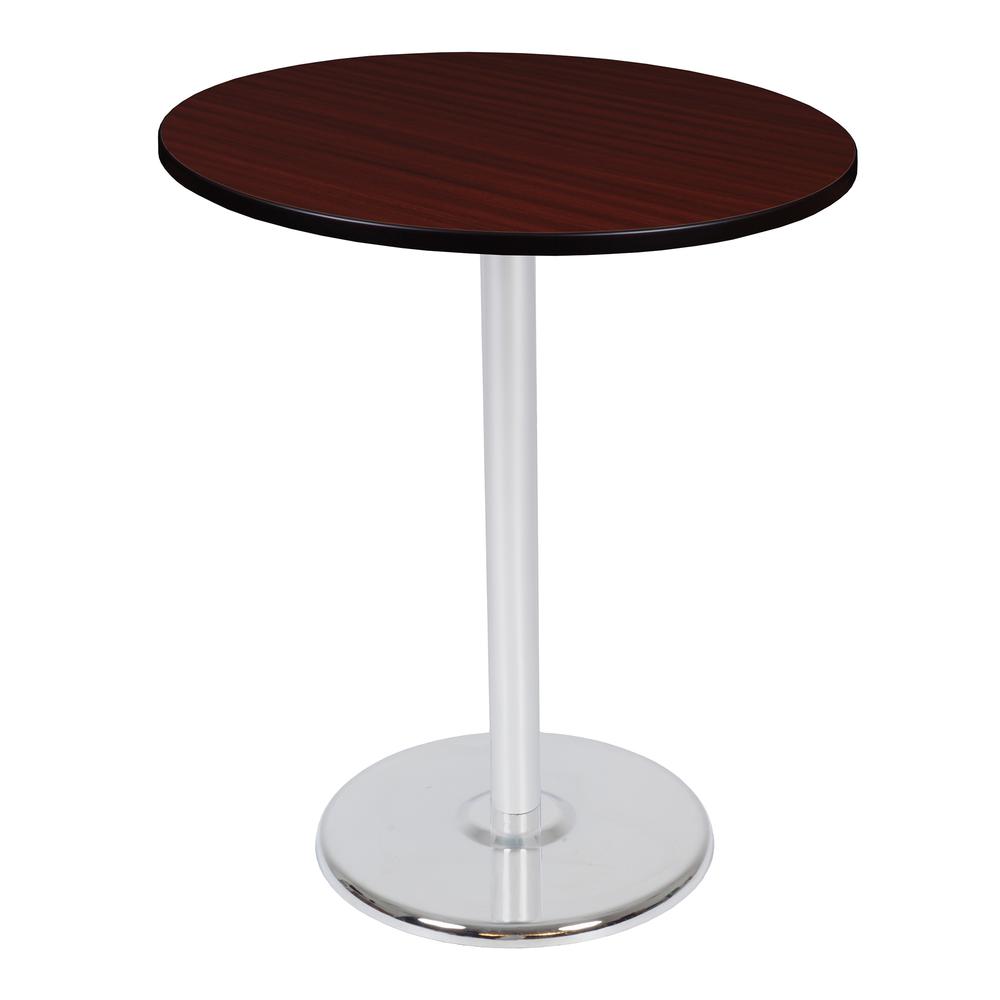 Via Cafe High 36" Round Platter Base Table- Mahogany/Chrome. Picture 1