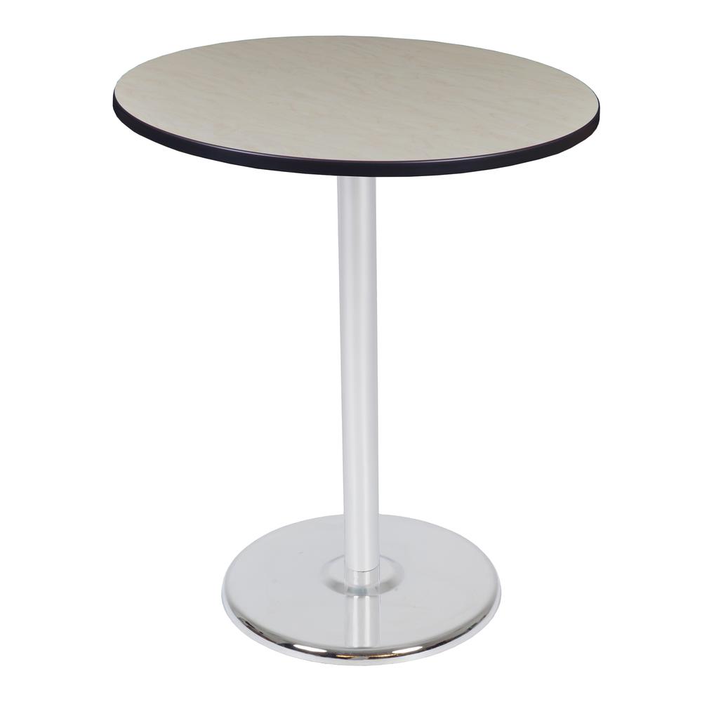 Via Cafe High 36" Round Platter Base Table- Maple/Chrome. Picture 1