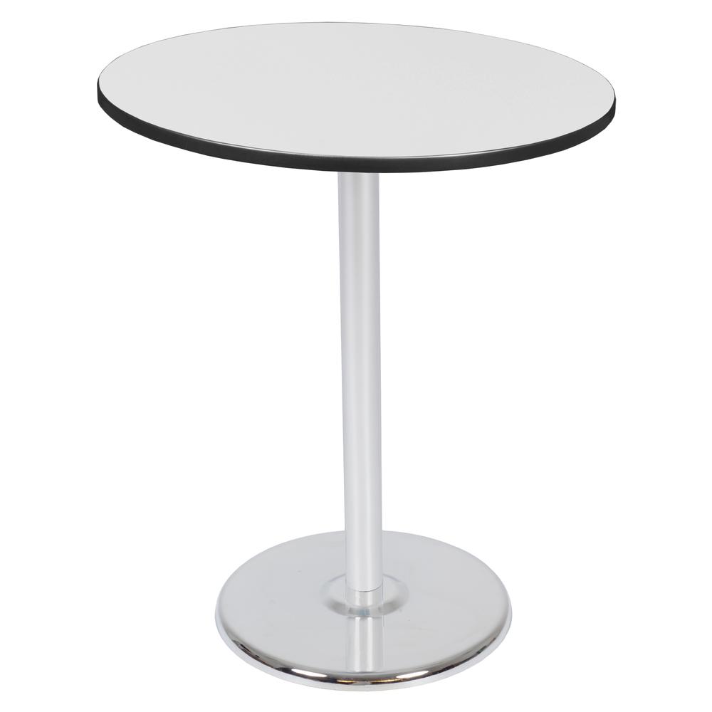 Via Cafe High 36" Round Platter Base Table- White/Chrome. Picture 1