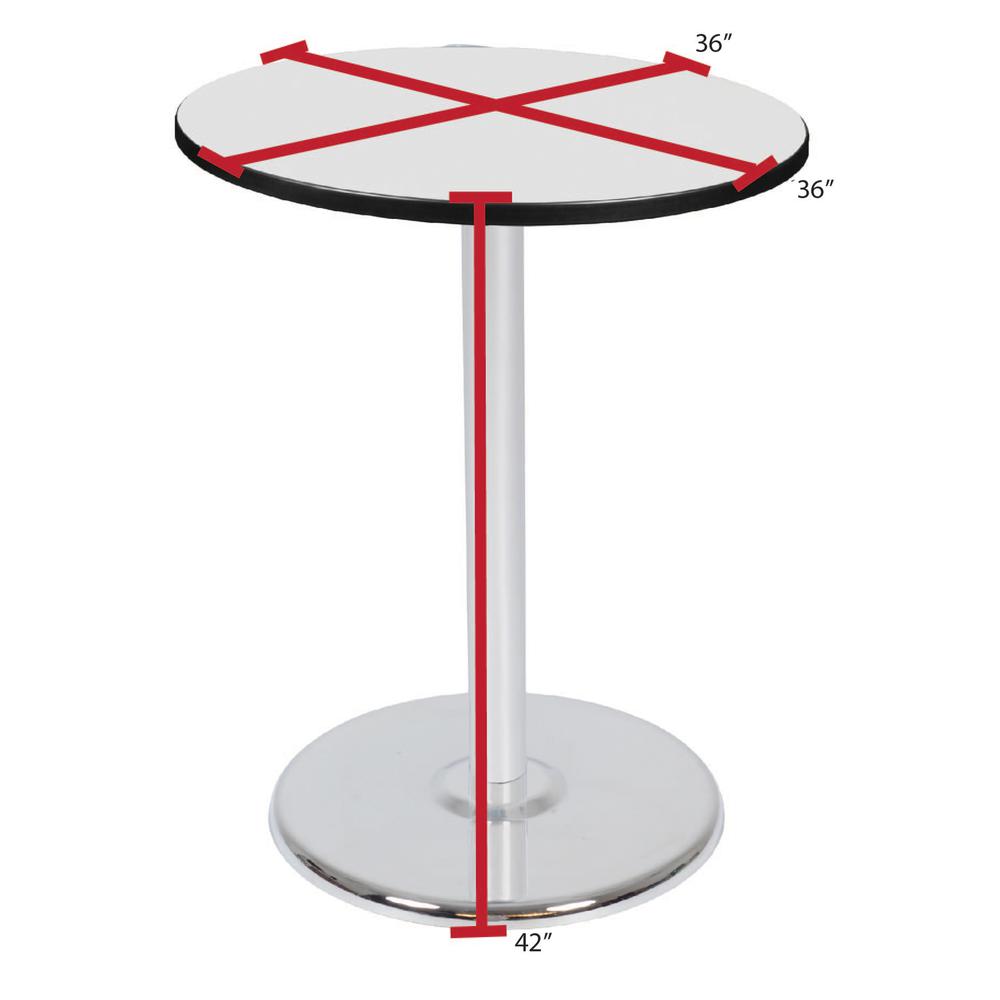 Via Cafe High 36" Round Platter Base Table- White/Chrome. Picture 4