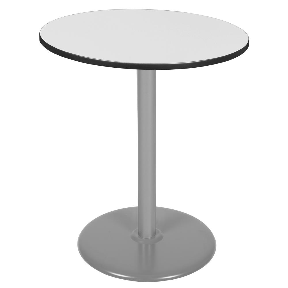 Via Cafe High 36" Round Platter Base Table- White/Grey. Picture 1