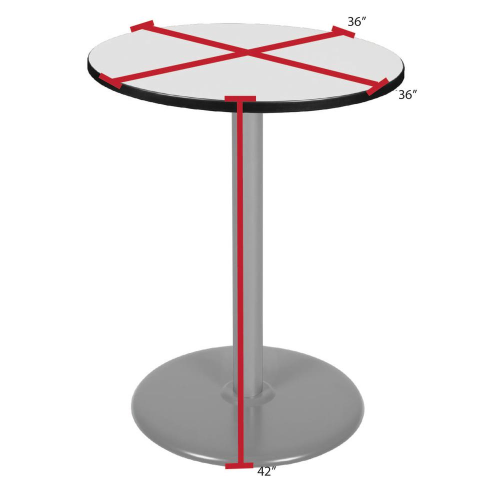 Via Cafe High 36" Round Platter Base Table- White/Grey. Picture 4