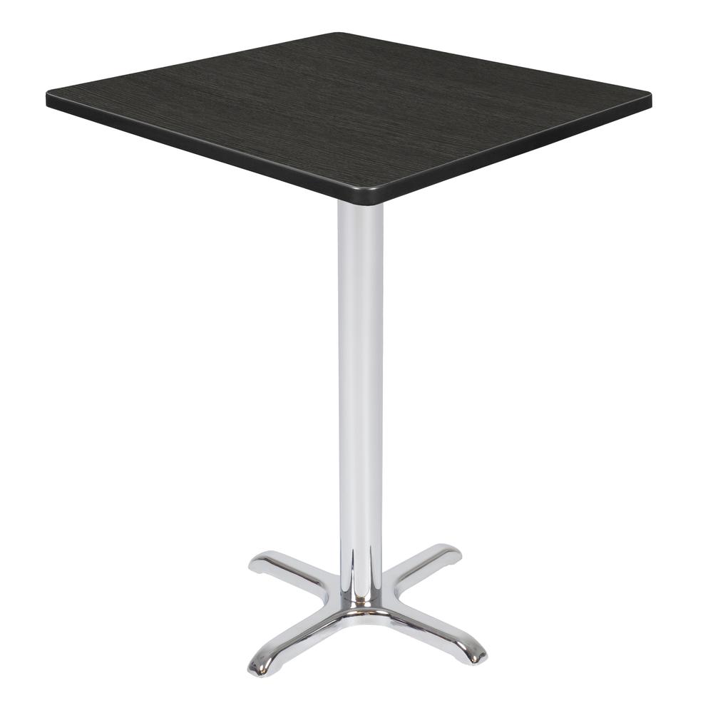 Via Cafe High 30" Square X-Base Table- Ash Grey/Chrome. Picture 1