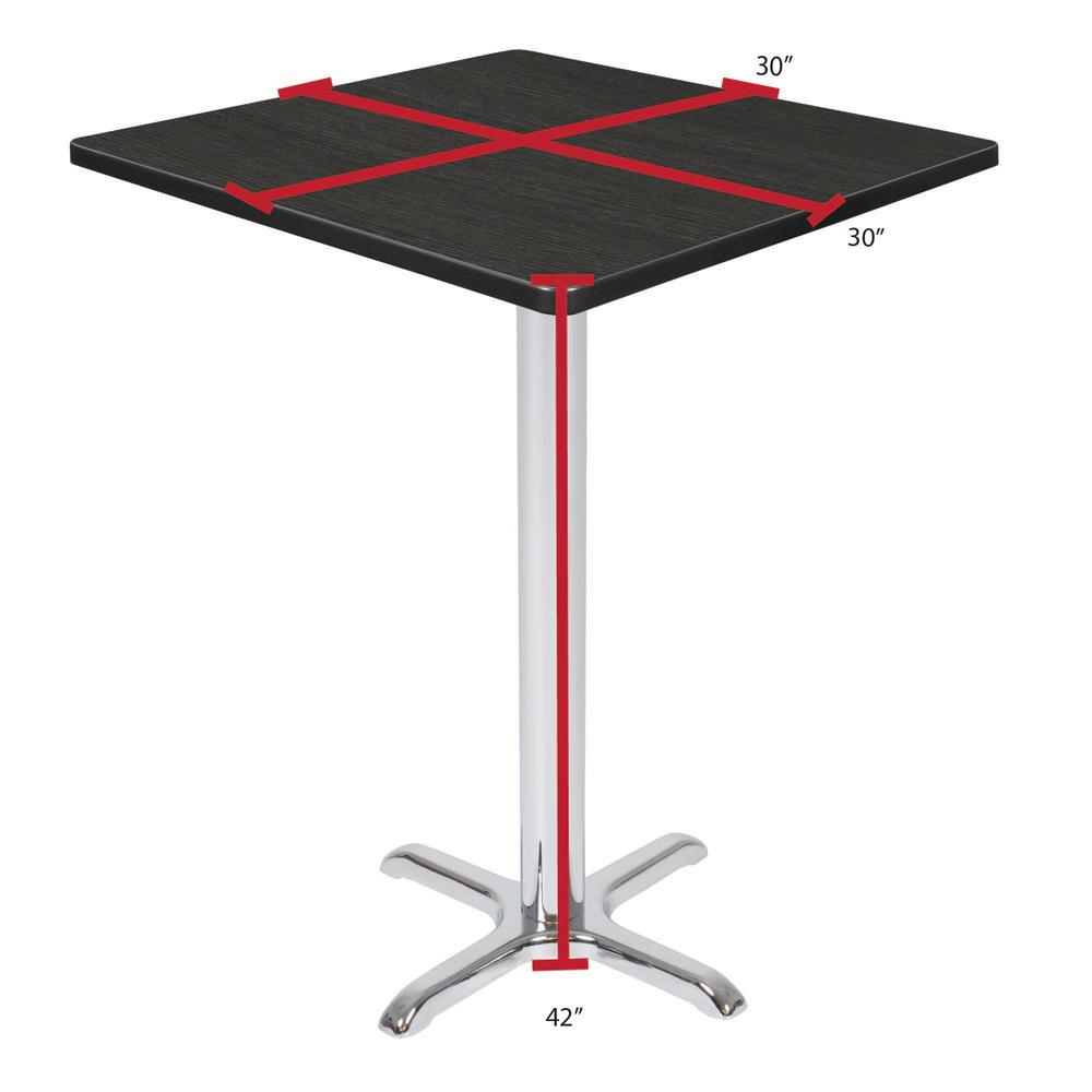 Via Cafe High 30" Square X-Base Table- Ash Grey/Chrome. Picture 4