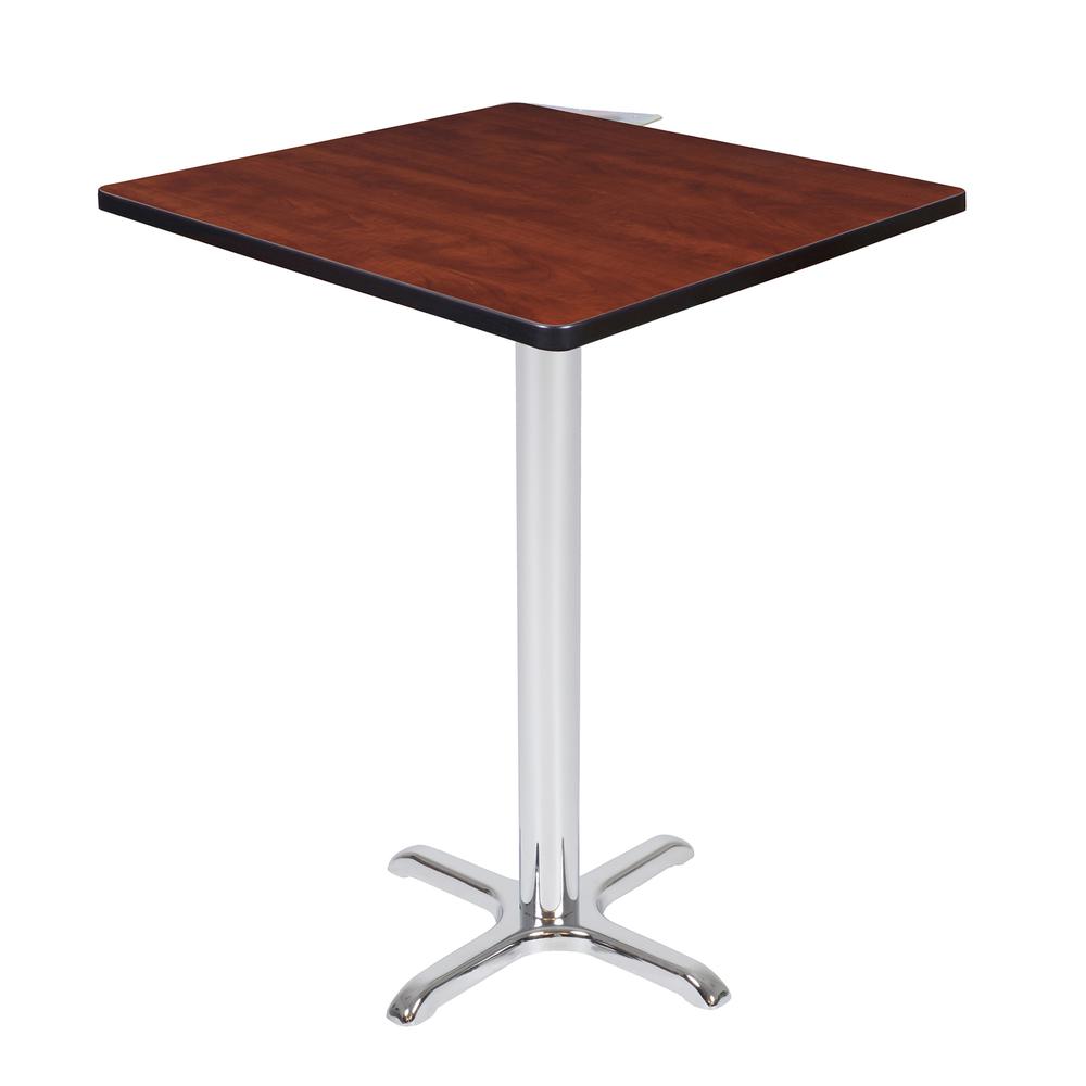 Via Cafe High 30" Square X-Base Table- Cherry/Chrome. Picture 1