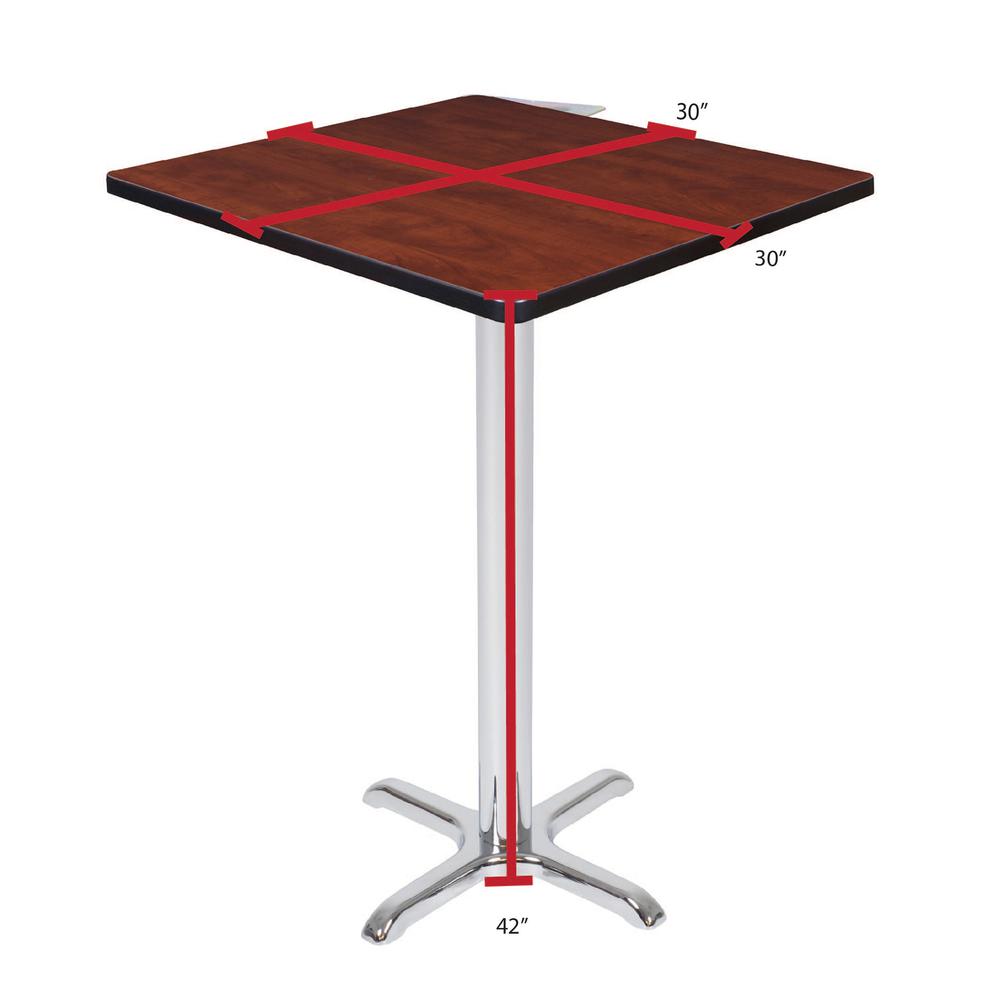 Via Cafe High 30" Square X-Base Table- Cherry/Chrome. Picture 4
