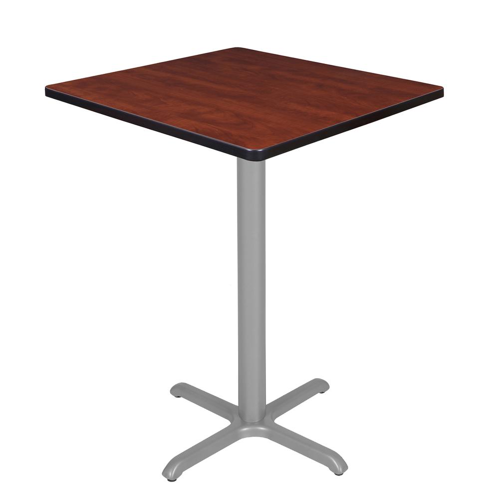Via Cafe High 30" Square X-Base Table- Cherry/Grey. Picture 1