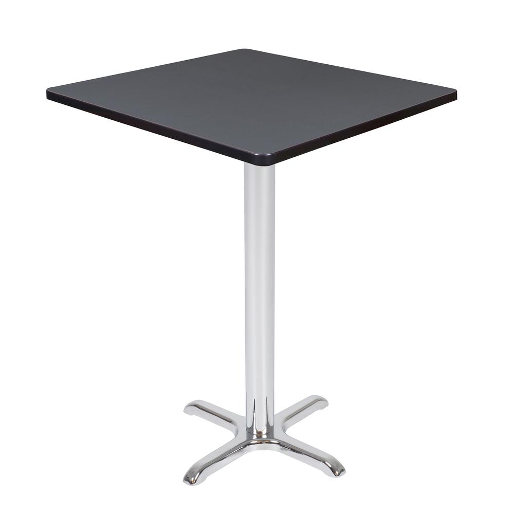 Via Cafe High 30" Square X-Base Table- Grey/Chrome. Picture 1