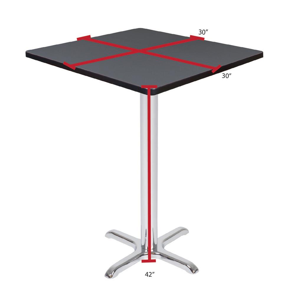 Via Cafe High 30" Square X-Base Table- Grey/Chrome. Picture 4
