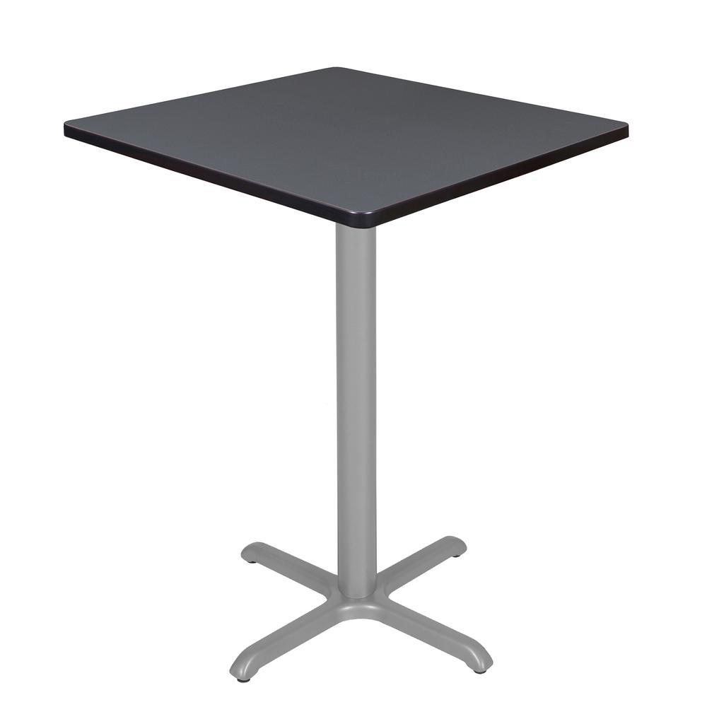 Via Cafe High 30" Square X-Base Table- Grey/Grey. Picture 1