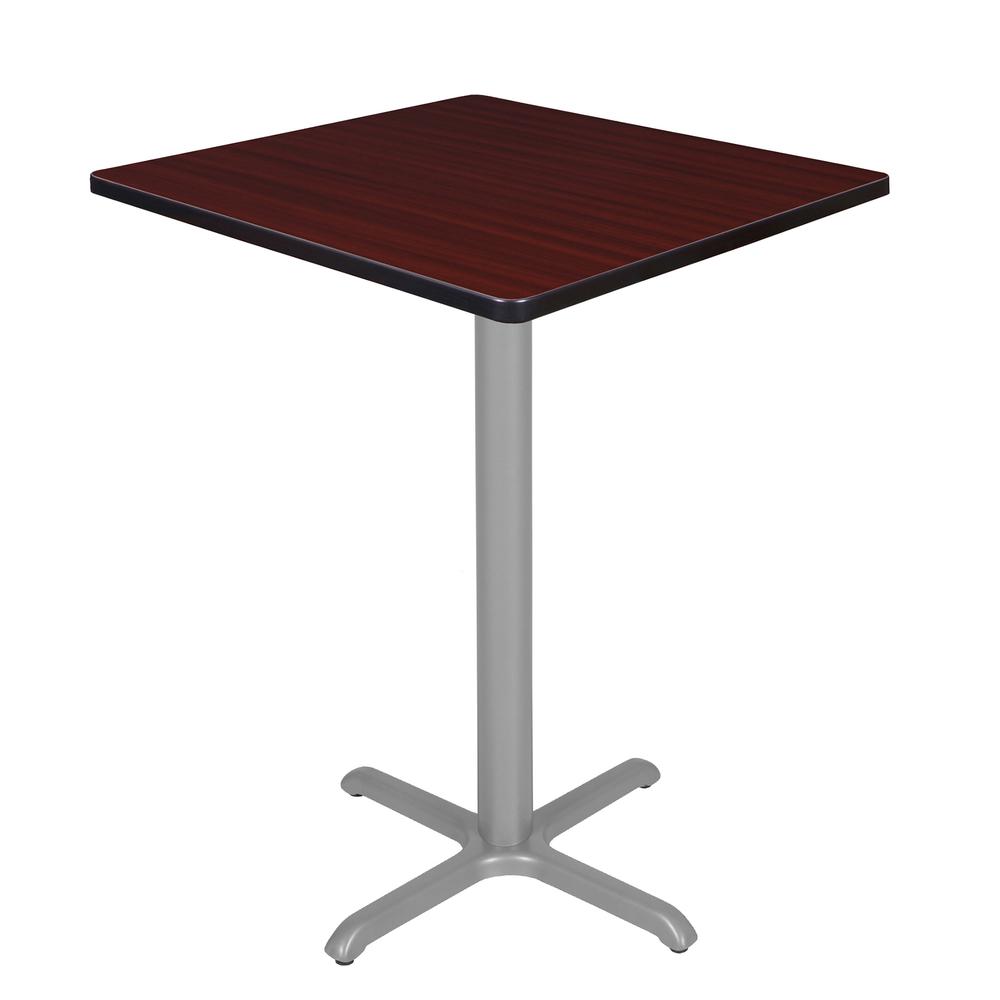 Via Cafe High 30" Square X-Base Table- Mahogany/Grey. Picture 1