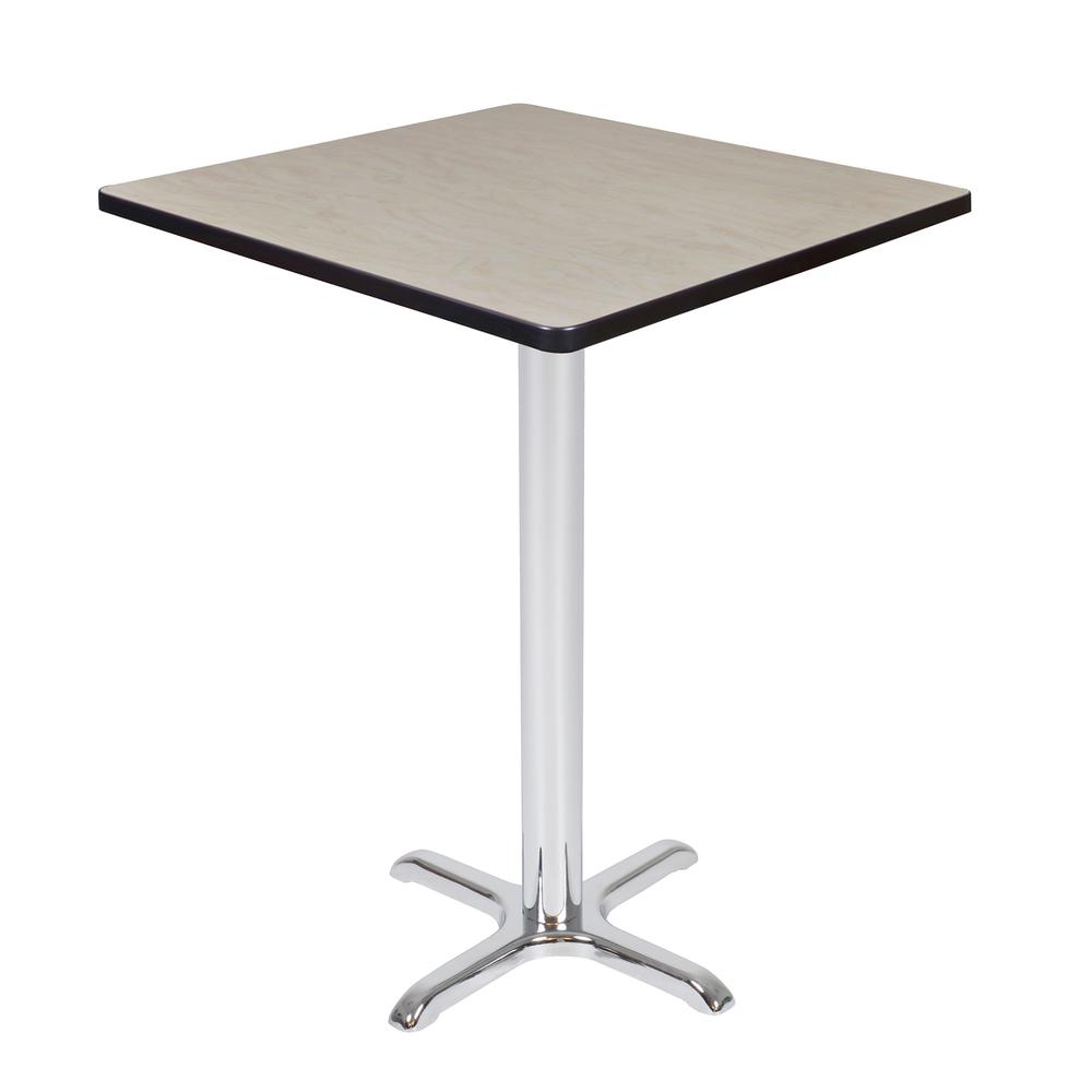 Via Cafe High 30" Square X-Base Table- Maple/Chrome. Picture 1
