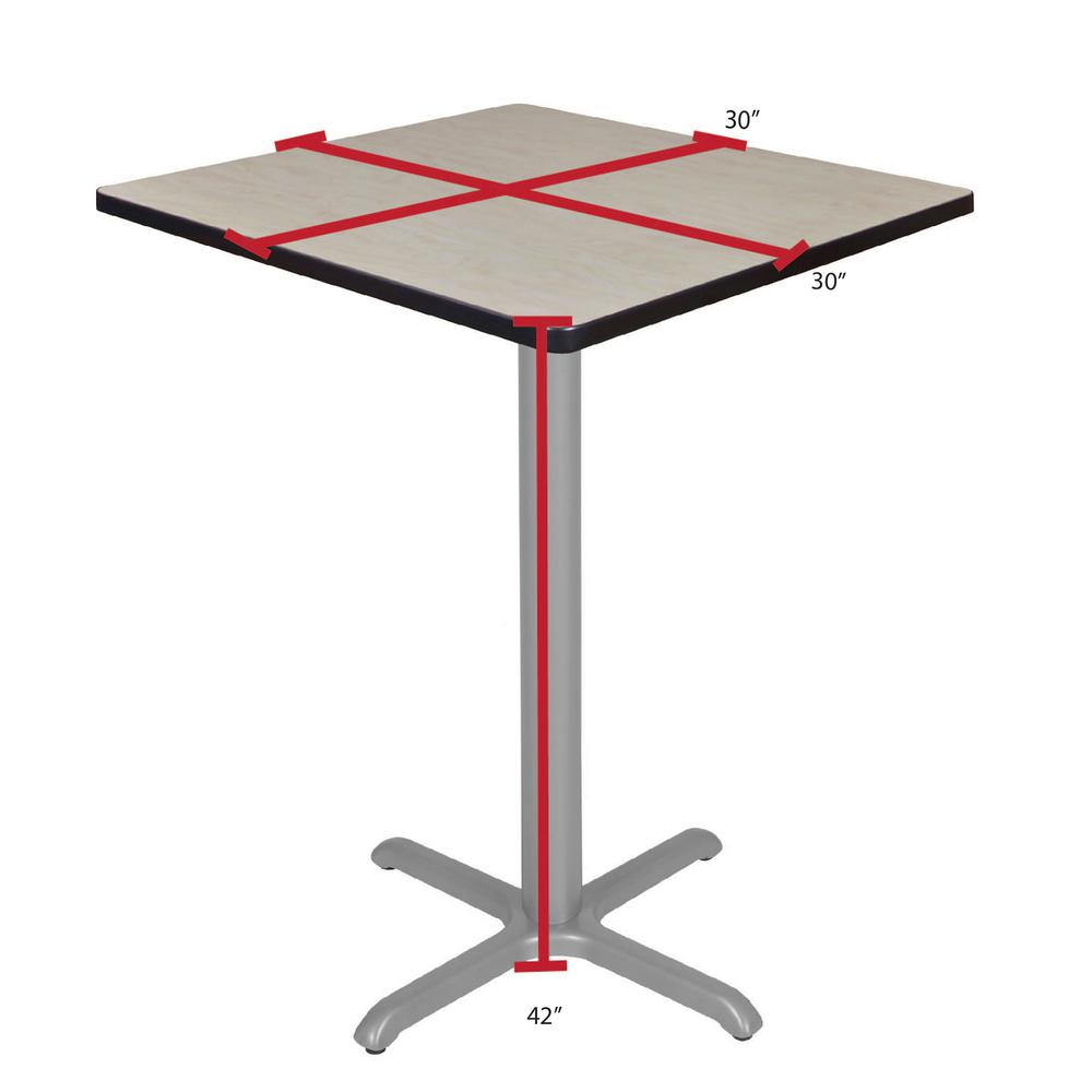 Via Cafe High 30" Square X-Base Table- Maple/Grey. Picture 4