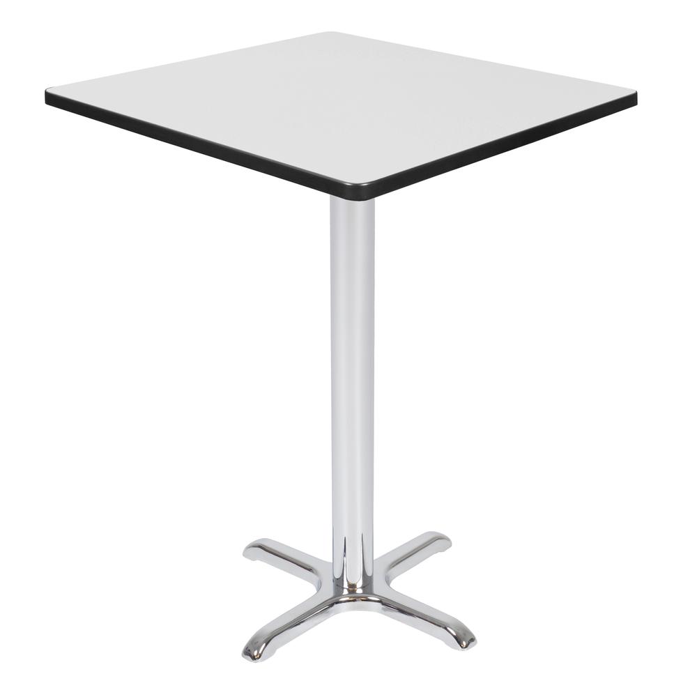 Via Cafe High 30" Square X-Base Table- White/Chrome. Picture 1