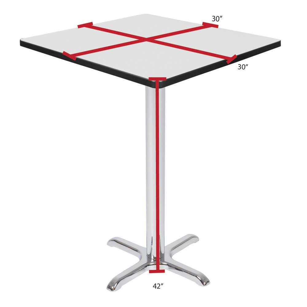 Via Cafe High 30" Square X-Base Table- White/Chrome. Picture 4