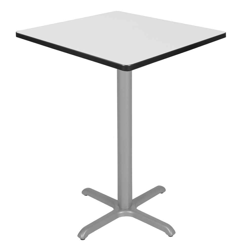 Via Cafe High 30" Square X-Base Table- White/Grey. Picture 1