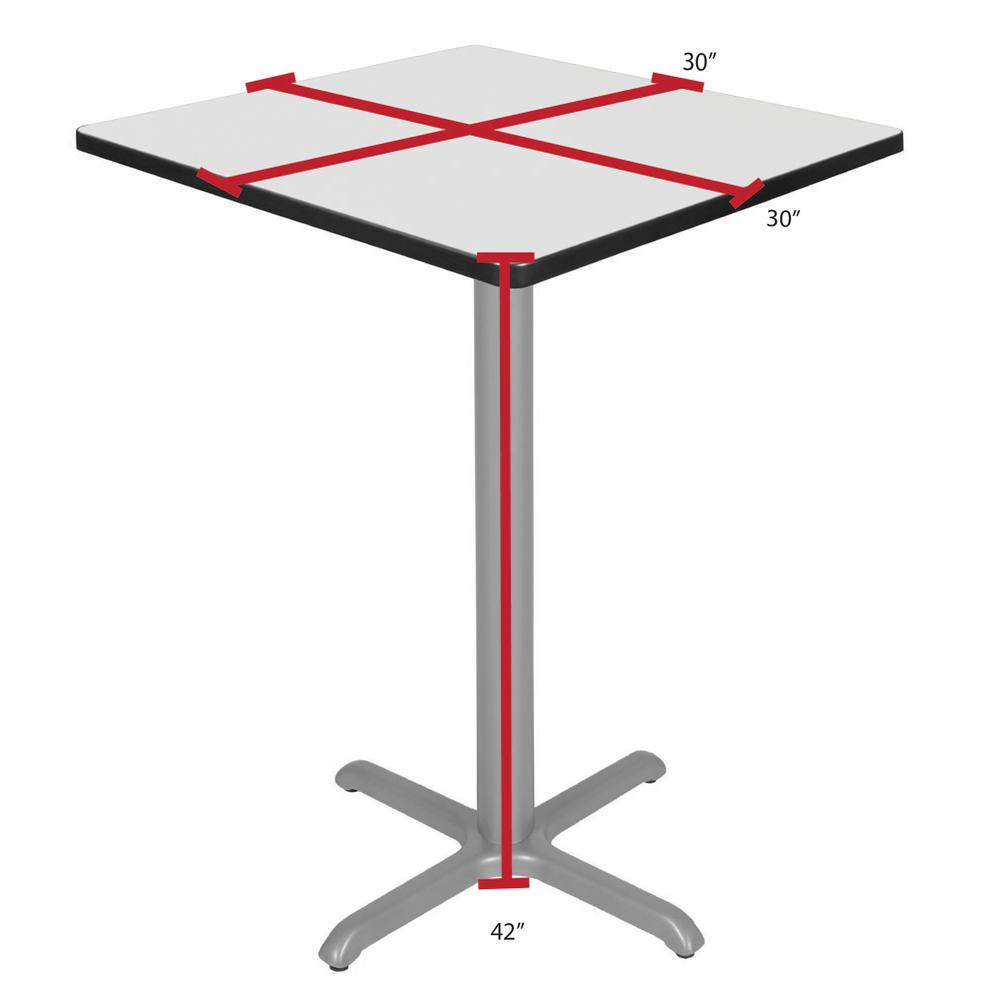 Via Cafe High 30" Square X-Base Table- White/Grey. Picture 4