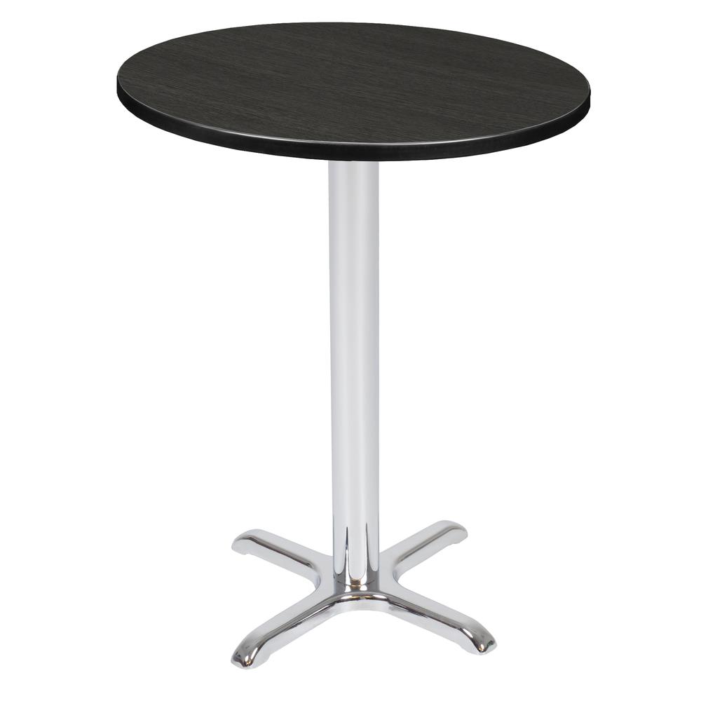 Via Cafe High 30" Round X-Base Table- Ash Grey/Chrome. Picture 1