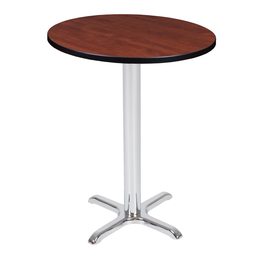Via Cafe High 30" Round X-Base Table- Cherry/Chrome. Picture 1