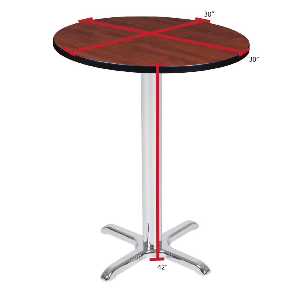 Via Cafe High 30" Round X-Base Table- Cherry/Chrome. Picture 4