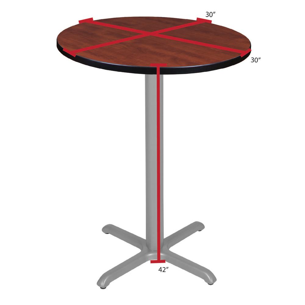Via Cafe High 30" Round X-Base Table- Cherry/Grey. Picture 4