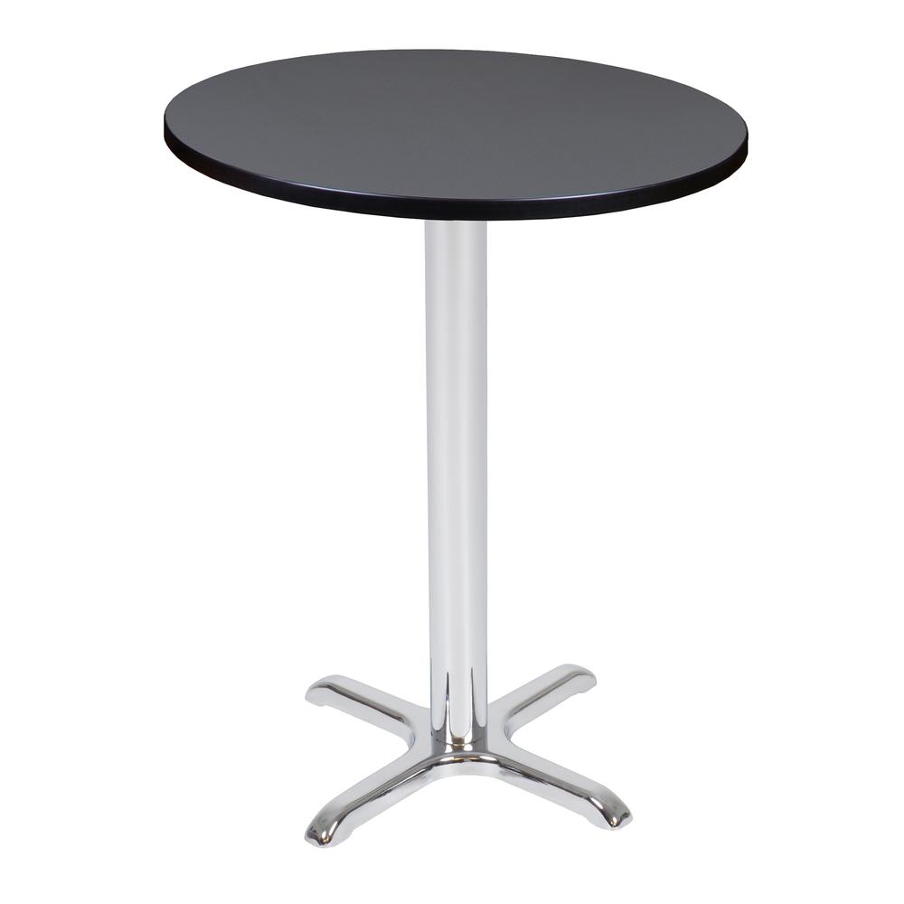 Via Cafe High 30" Round X-Base Table- Grey/Chrome. Picture 1