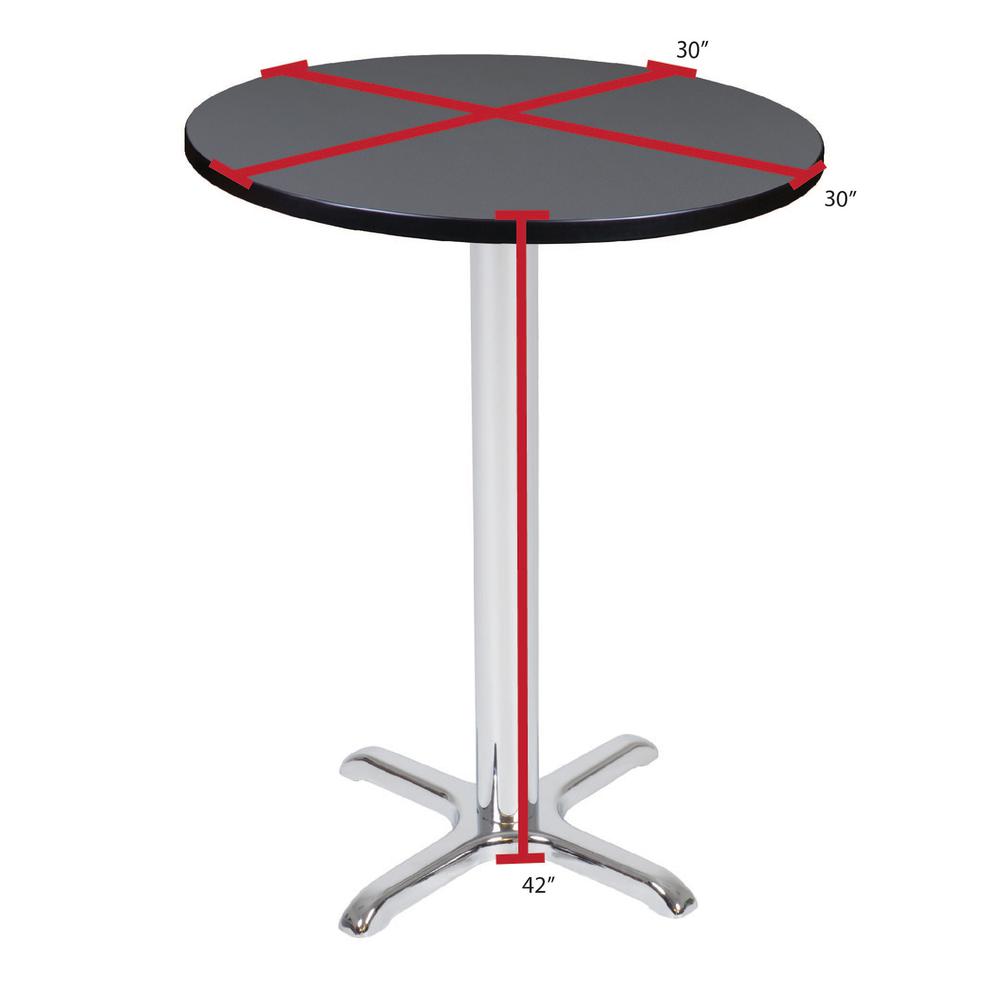 Via Cafe High 30" Round X-Base Table- Grey/Chrome. Picture 4