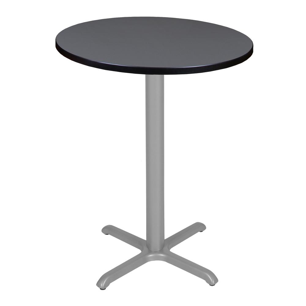 Via Cafe High 30" Round X-Base Table- Grey/Grey. Picture 1
