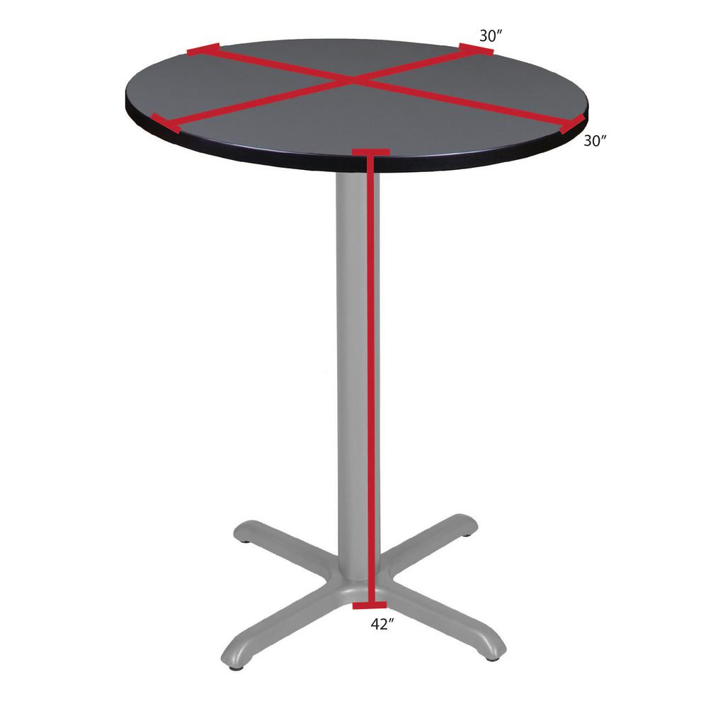 Via Cafe High 30" Round X-Base Table- Grey/Grey. Picture 4