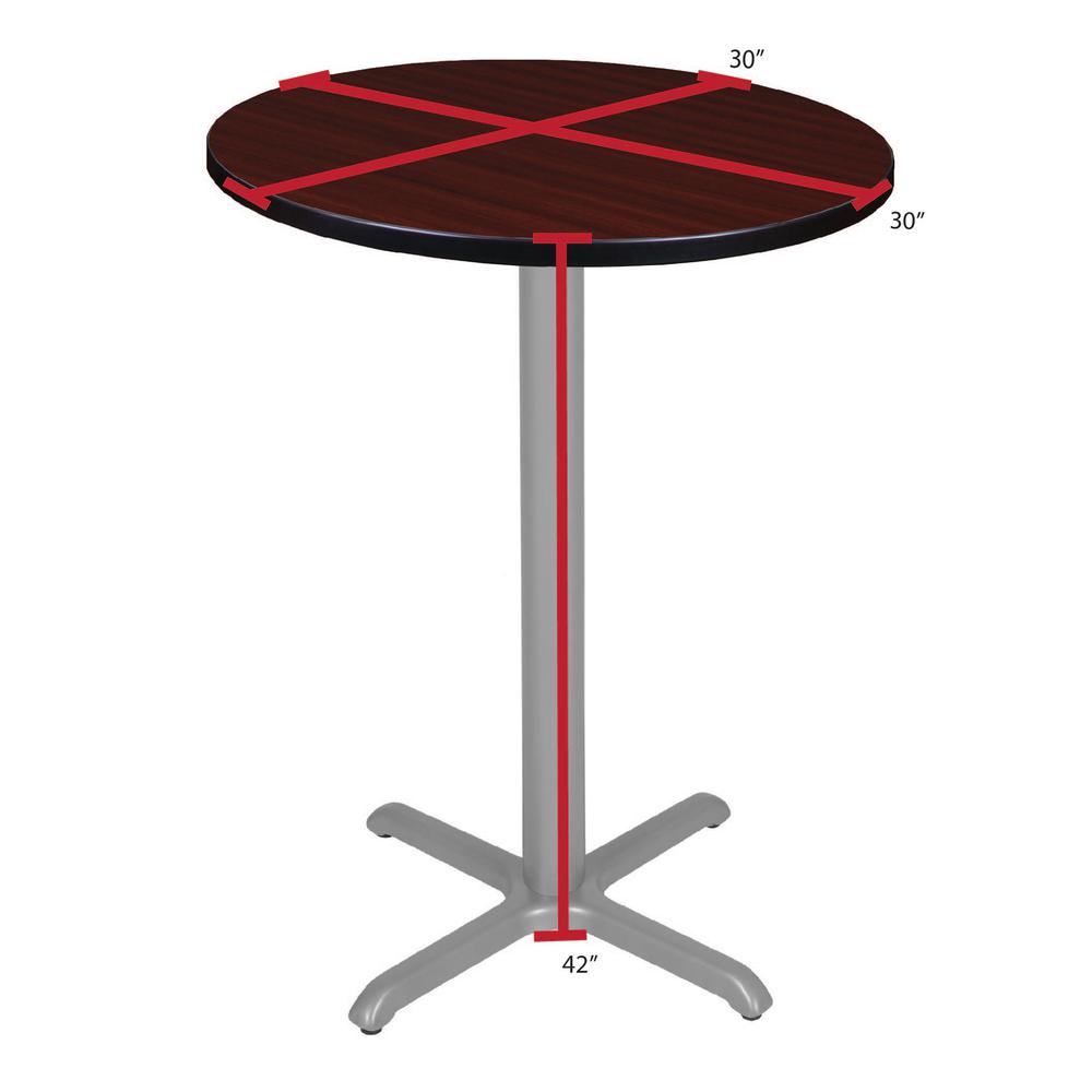 Via Cafe High 30" Round X-Base Table- Mahogany/Grey. Picture 4
