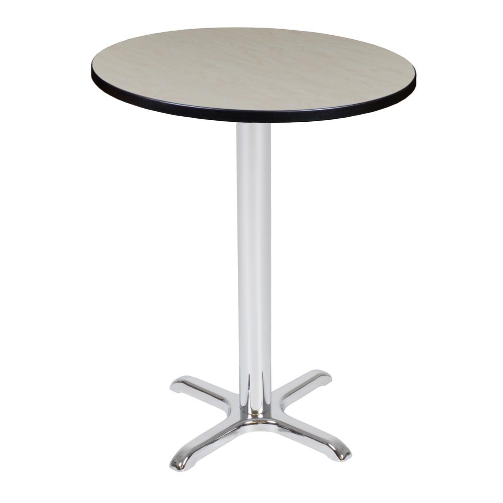 Via Cafe High 30" Round X-Base Table- Maple/Chrome. Picture 1