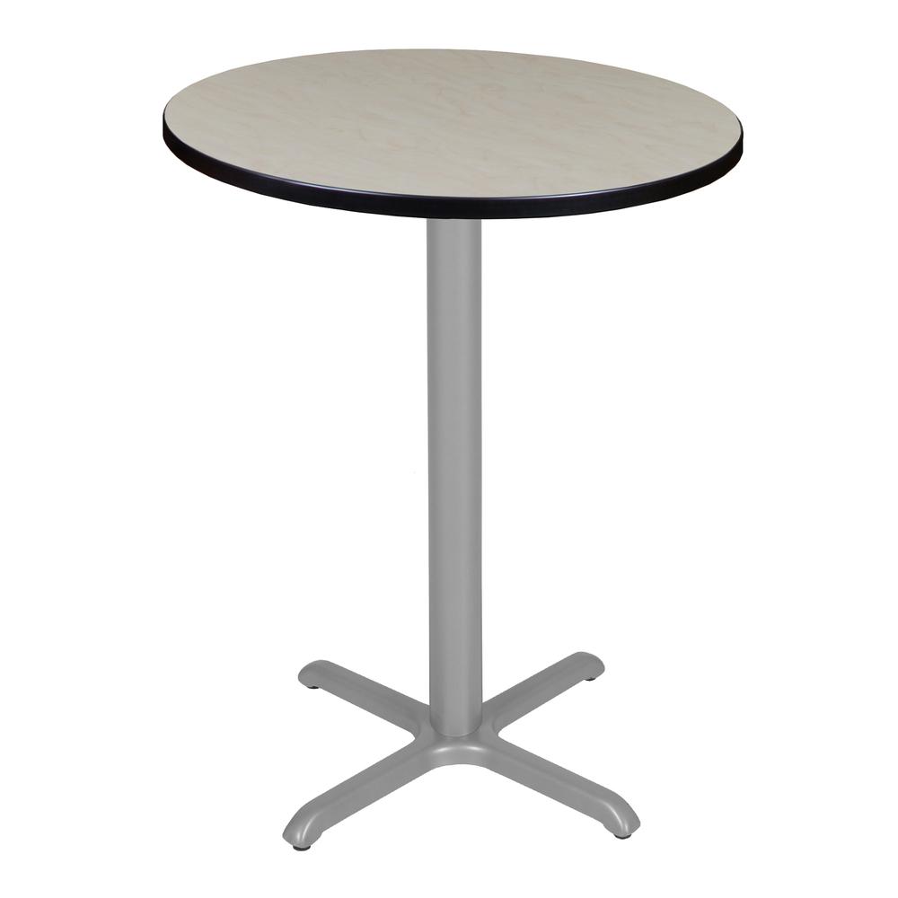 Via Cafe High 30" Round X-Base Table- Maple/Grey. Picture 1