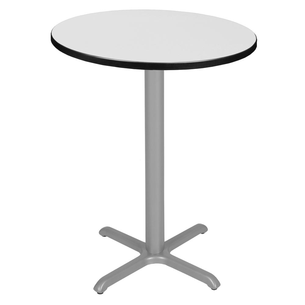 Via Cafe High 30" Round X-Base Table- White/Grey. Picture 1
