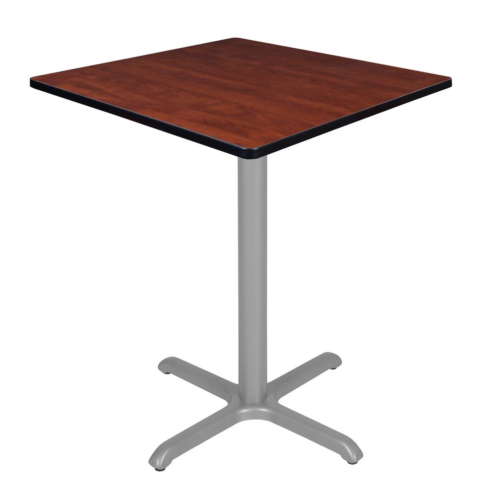 Via Cafe High 36" Square X-Base Table- Cherry/Grey. Picture 1