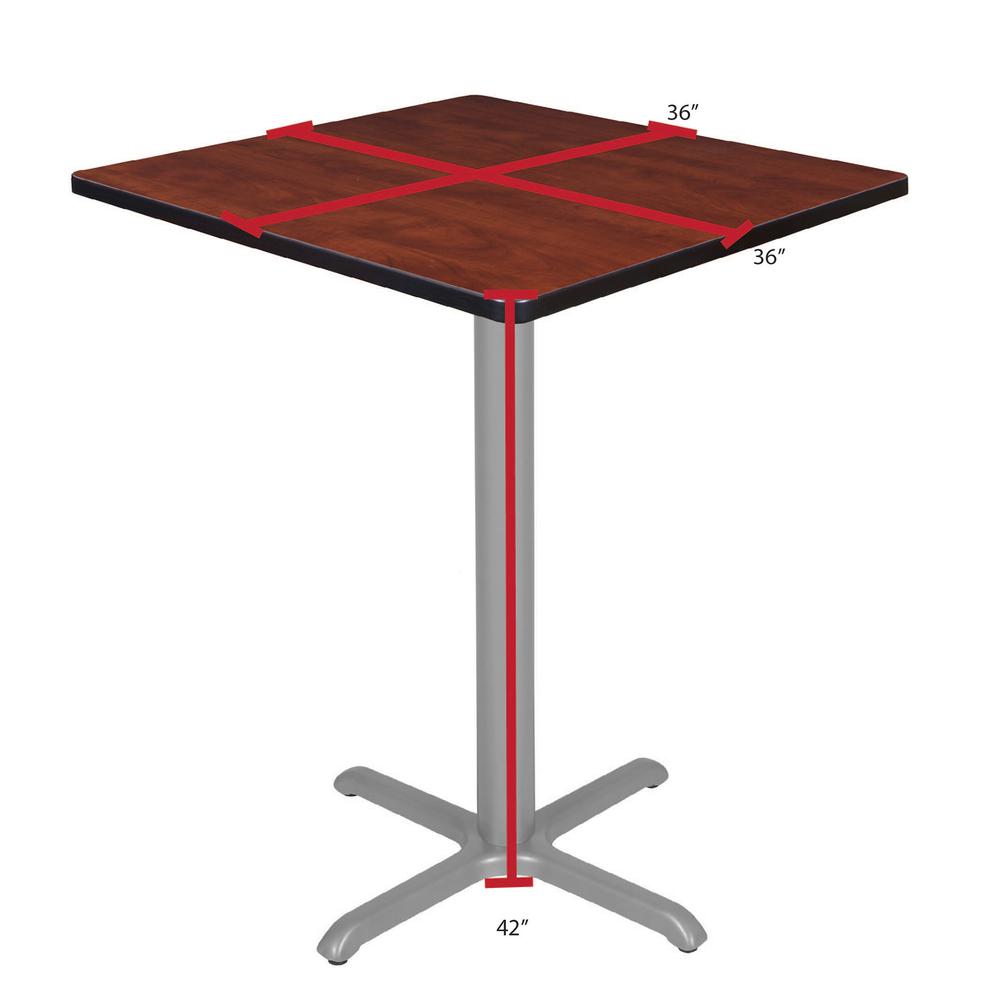 Via Cafe High 36" Square X-Base Table- Cherry/Grey. Picture 4