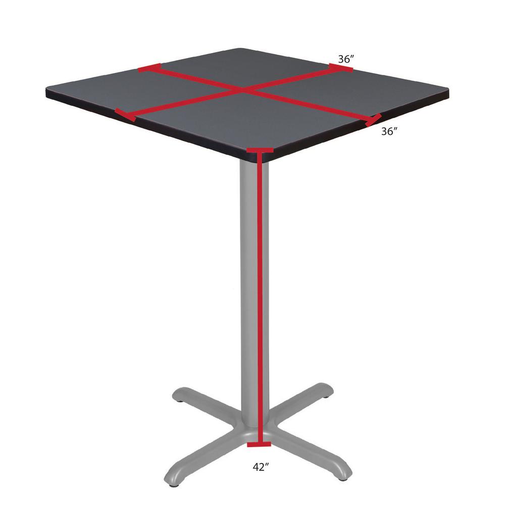 Via Cafe High 36" Square X-Base Table- Grey/Grey. Picture 4