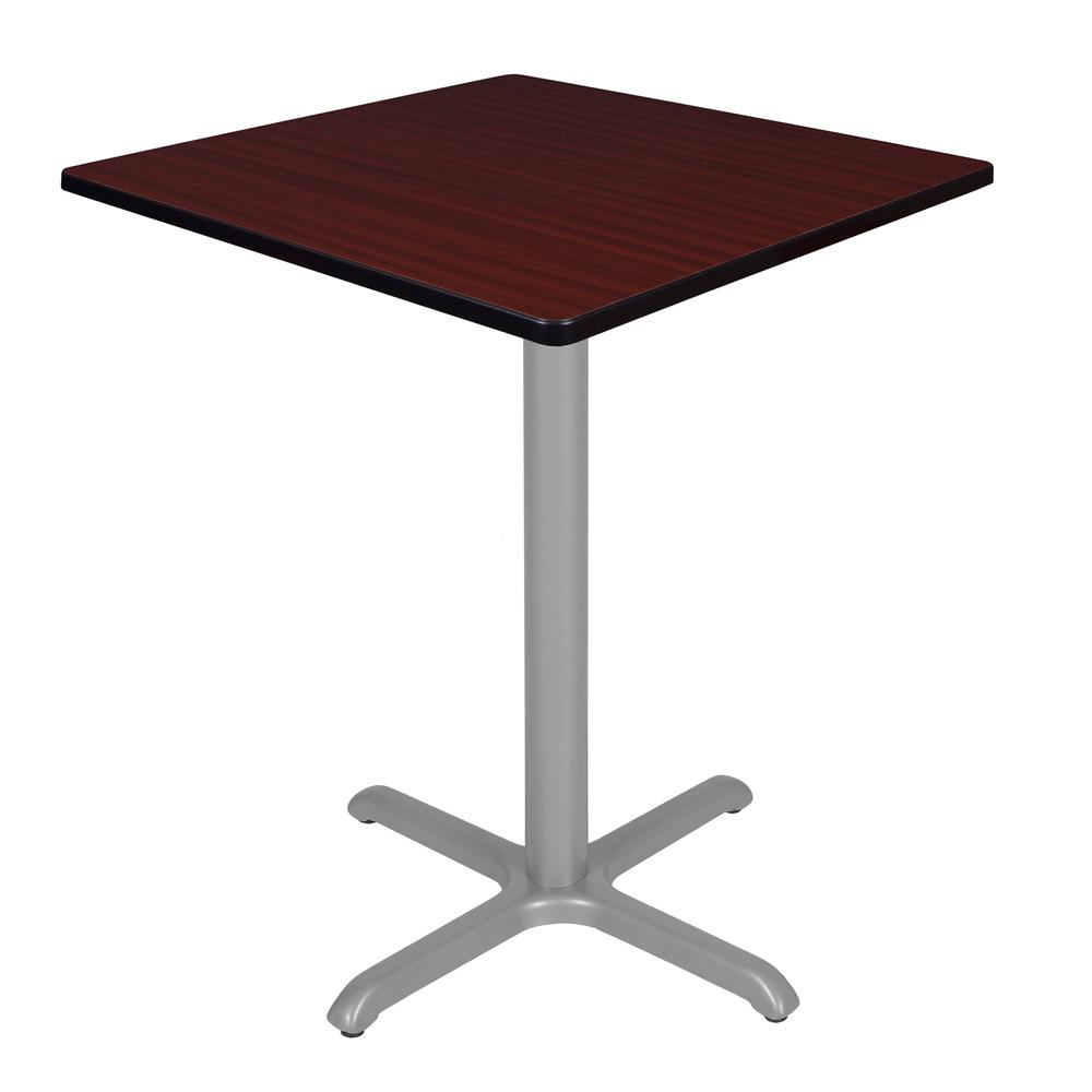 Via Cafe High 36" Square X-Base Table- Mahogany/Grey. Picture 1