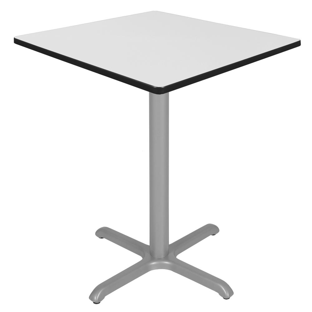 Via Cafe High 36" Square X-Base Table- White/Grey. Picture 1
