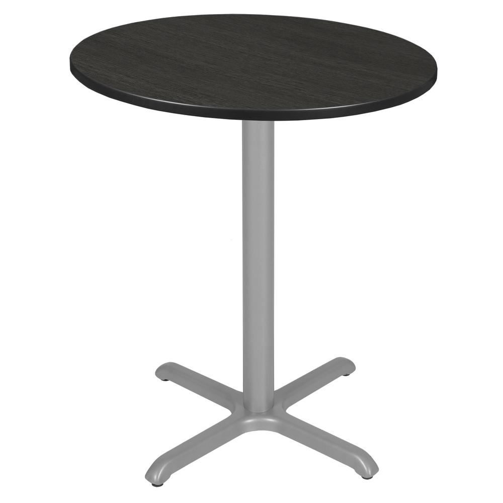 Via Cafe High 36" Round X-Base Table- Ash Grey/Grey. Picture 1